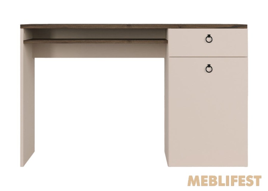 Стіл комп'ютерний, письмовий 1-дверний з 1 шухлядою BIU120 Сімпл / Simple ВМК (БРВ) Макадамія/дуб ліворно