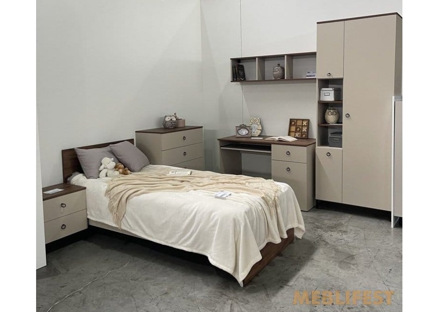 Стіл комп'ютерний, письмовий 1-дверний з 1 шухлядою BIU120 Сімпл / Simple ВМК (БРВ) Макадамія/дуб ліворно