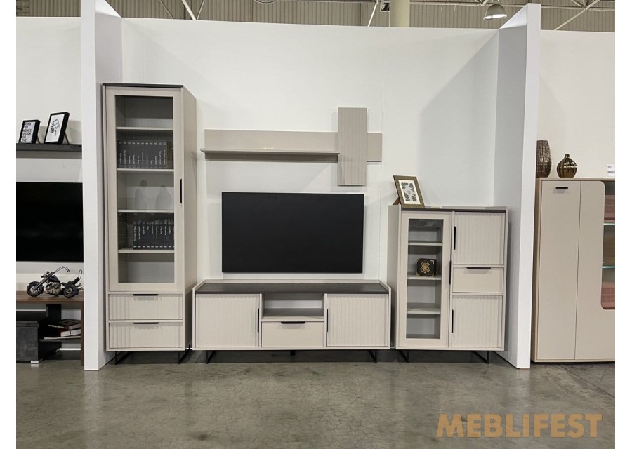 Тумба під ТВ 2-дверна з 1 шухлядою RTV2D1S Фреско / Fresko ВМК (БРВ) Кашемір/каштан арвадонна мінк