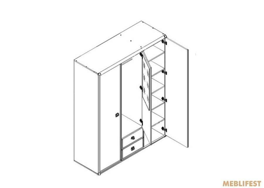 Шафа для одягу Монтана (Індіана) JSZF3D2S/150 ВМК (БРВ) 3-дверна Сосна арізонська