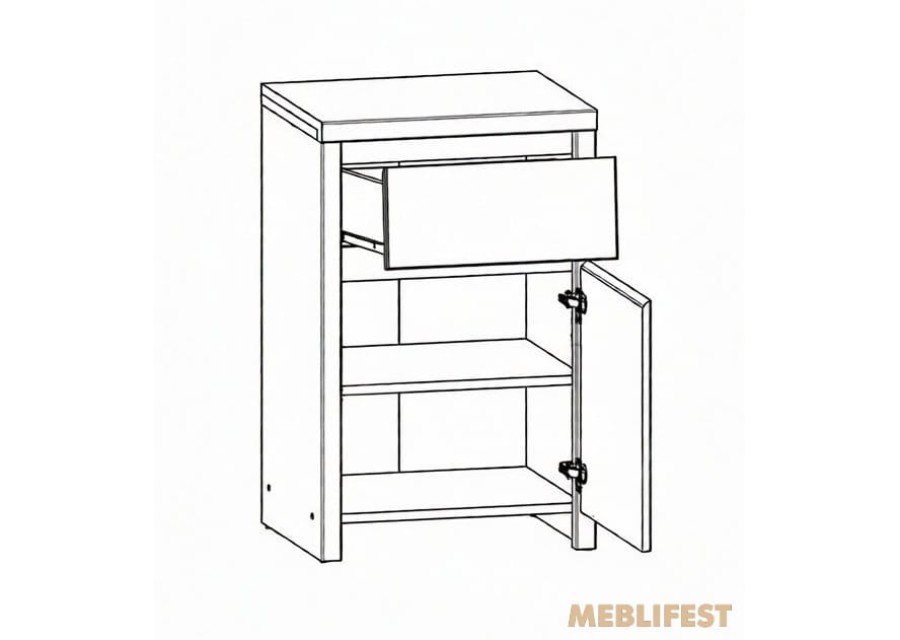 Комод 1-дверний з 1 шухлядою KOM1D1SP Каспіан / Kaspian ВМК (БРВ) Дуб сонома/кашемір