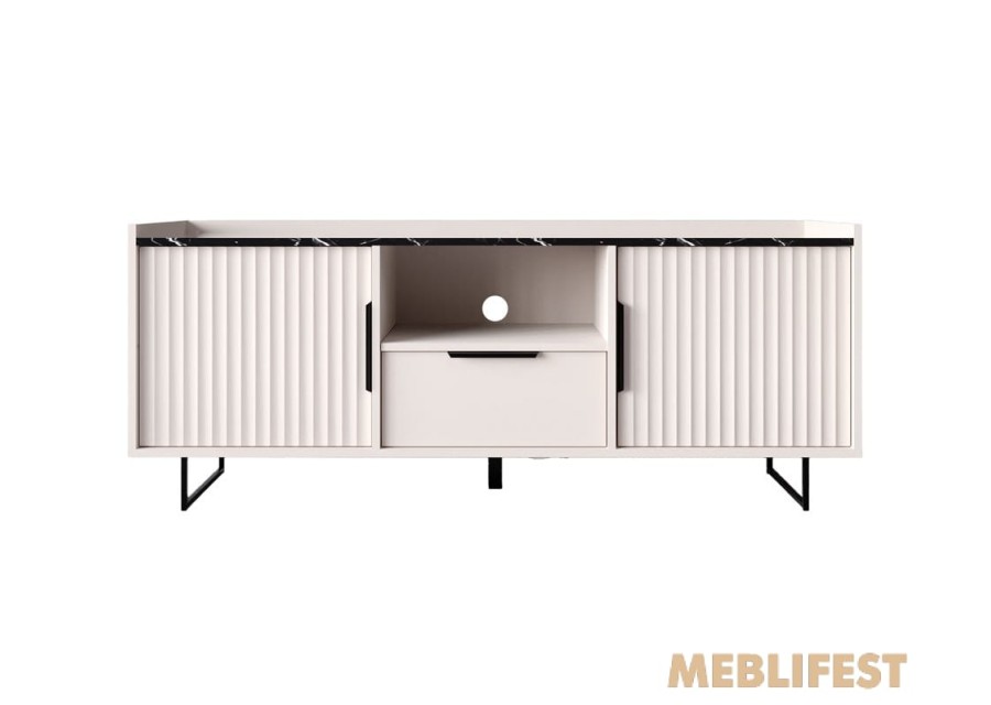 Тумба під ТВ 2-дверна з 1 шухлядою RTV2D1S Фреско / Fresko ВМК (БРВ) Кашемір/темний мармур