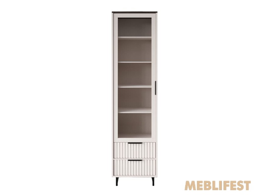 Вітрина 1-дверна з 2 шухлядами REG1W2S Фреско / Fresko ВМК (БРВ) Кашемір/каштан арвадонна мінк