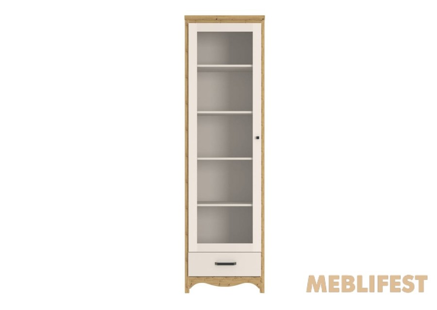 Вітрина 1-дверна з 1 шухлядою REG1W1S Дана / Dana Гербор Кашемір/дуб артизан