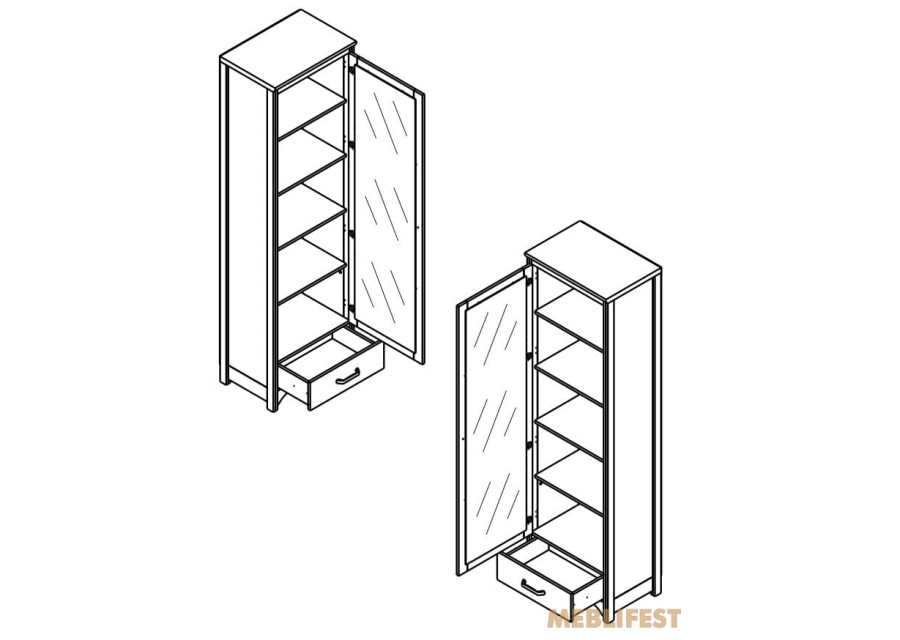 Вітрина 1-дверна з 1 шухлядою REG1W1S Дана / Dana Гербор Кашемір/дуб артизан