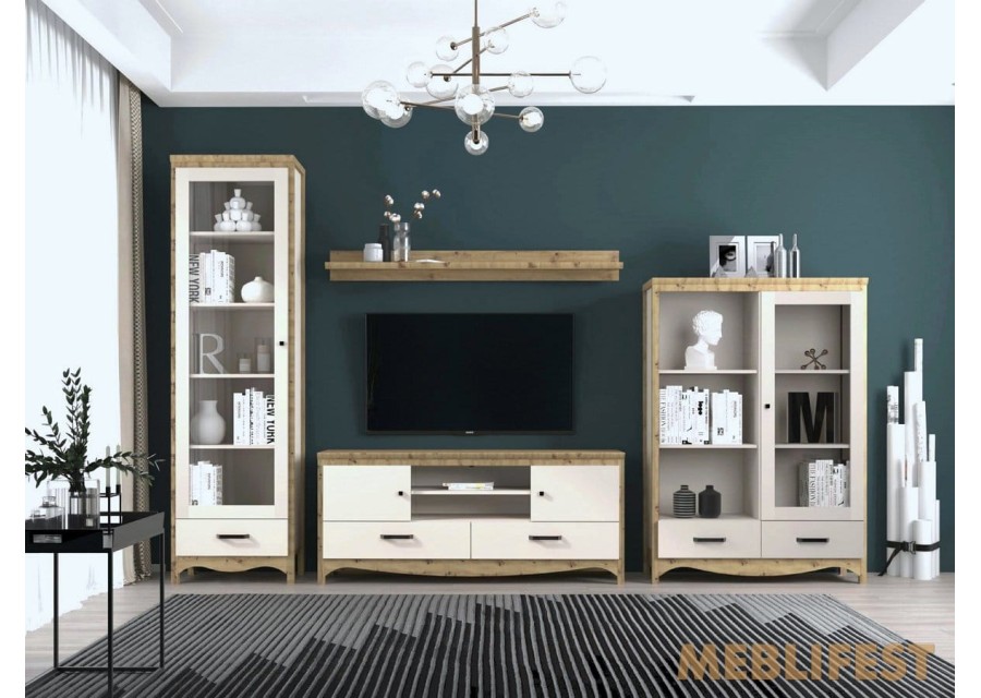 Вітрина 1-дверна з 1 шухлядою REG1W1S Дана / Dana Гербор Кашемір/дуб артизан