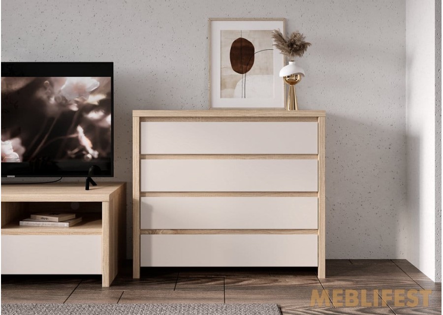 Комод з 4 шухлядами KOM4S Каспіан / Kaspian ВМК (БРВ) Дуб сонома/кашемір