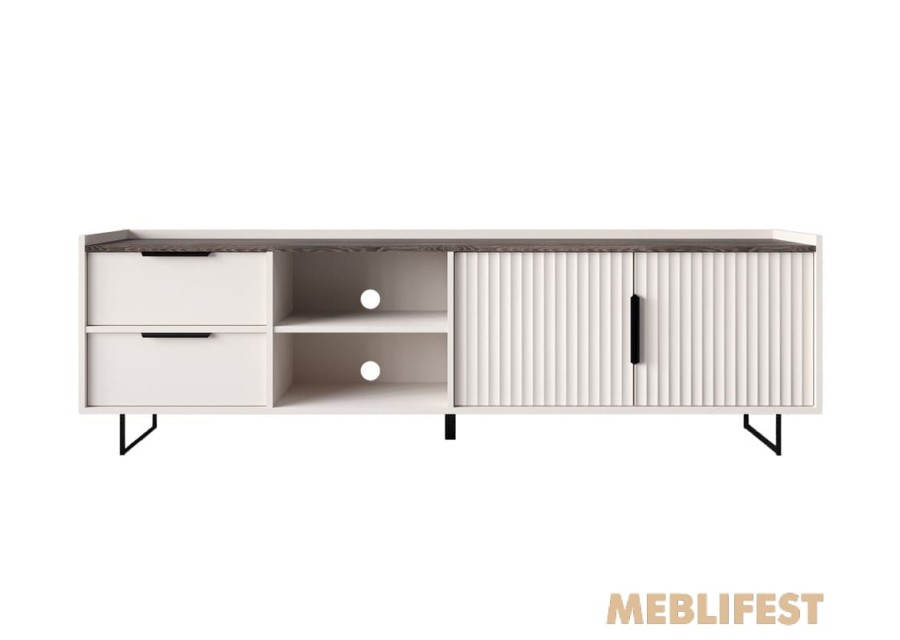 Тумба під ТВ 2-дверна з 2 шухлядами RTV2D2S Фреско / Fresko ВМК (БРВ) Кашемір/каштан арвадонна мінк