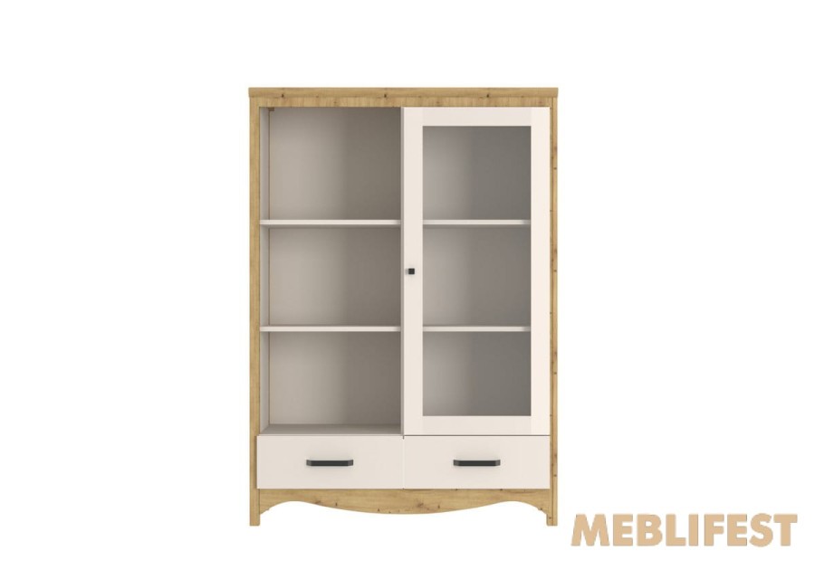 Вітрина 1-дверна з 2 шухлядами REG1W2S Дана / Dana Гербор Кашемір/дуб артизан