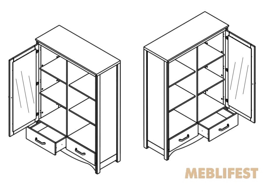 Вітрина 1-дверна з 2 шухлядами REG1W2S Дана / Dana Гербор Кашемір/дуб артизан