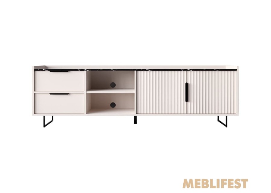 Тумба під ТВ 2-дверна з 2 шухлядами RTV2D2S Фреско / Fresko ВМК (БРВ) Кашемір/темний мармур