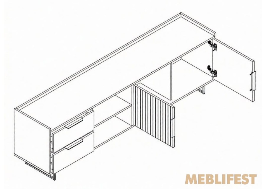 Тумба під ТВ 2-дверна з 2 шухлядами RTV2D2S Фреско / Fresko ВМК (БРВ) Кашемір/темний мармур