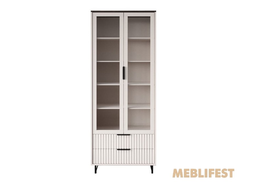 Вітрина 2-дверна з 2 шухлядами REG2W2S Фреско / Fresko ВМК (БРВ) Кашемір/каштан арвадонна мінк