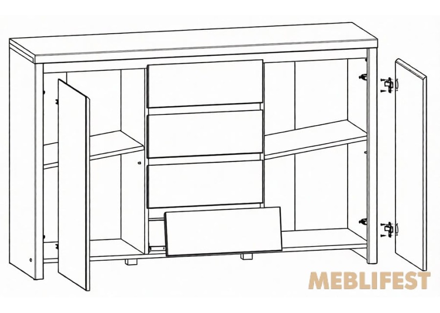 Шафка 2-дверна з 4 шухлядами KOM2D4S Каспіан / Kaspian ВМК (БРВ) Дуб сонома/кашемір