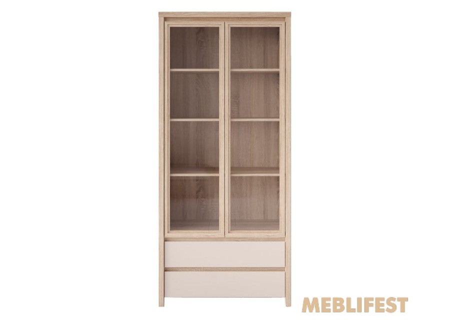 Вітрина 2-дверна з 2 шухлядами REG2W2S Каспіан / Kaspian ВМК (БРВ) Дуб сонома/кашемір