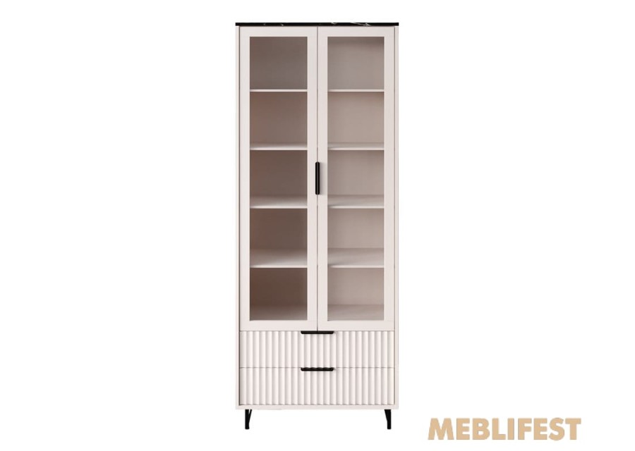 Вітрина 2-дверна з 2 шухлядами REG2W2S Фреско / Fresko ВМК (БРВ) Кашемір/темний мармур