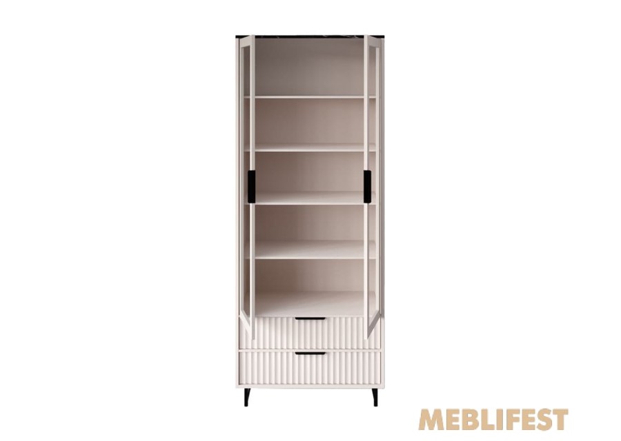 Вітрина 2-дверна з 2 шухлядами REG2W2S Фреско / Fresko ВМК (БРВ) Кашемір/темний мармур