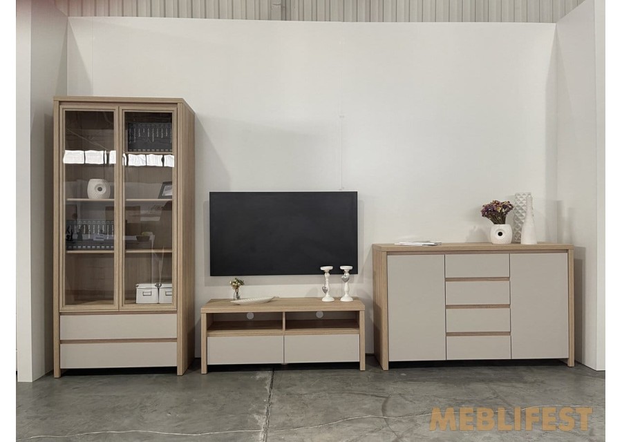 Тумба під ТВ з 2 шухлядами RTV2S/120/40 Каспіан / Kaspian ВМК (БРВ) Дуб сонома/кашемір