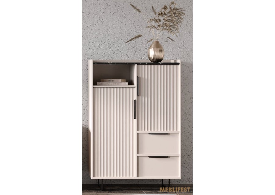 Комод 2-дверний з 2 шухлядами KOM2D2S Фреско / Fresko ВМК (БРВ) Кашемір/темний мармур