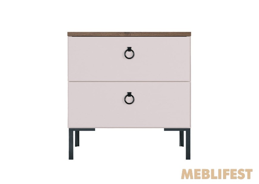 Тумба приліжкова з 2 шухлядами KOM2S Сімпл / Simple ВМК (БРВ) Кашемір/вяз ліберті світлий