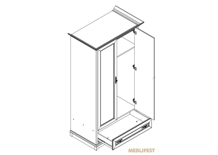 Шафа для одягу 2-дверна 2D1S Соната Нью / Sonata New Гербор Кашемір