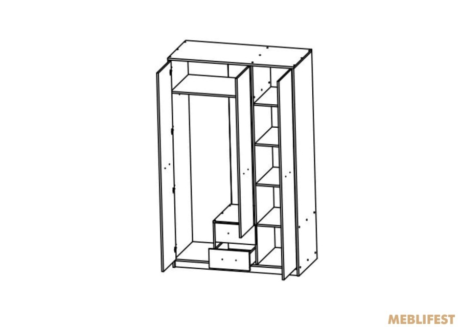 Шафа для одягу Непо SZF3D2S N Гербор 3-дверна Дуб сонома