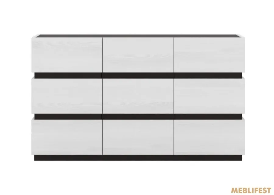 Комод Лаєр KOM2D3S Гербор 2-дверний з 3 шухлядами Венге магія/Ясен сніжний