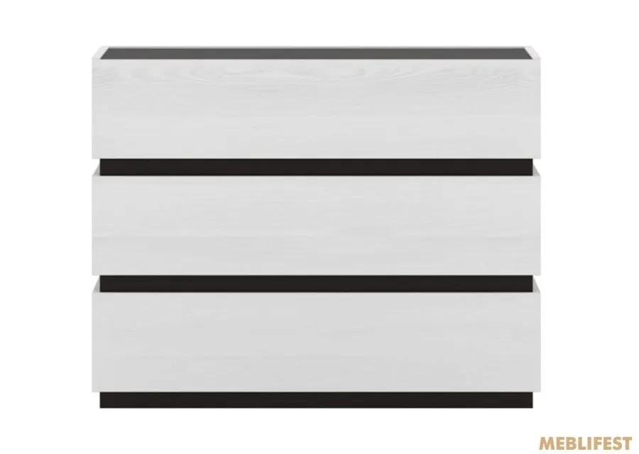 Комод Лаєр KOM3S Гербор з 3 шухлядами Венге магія/Ясен сніжний